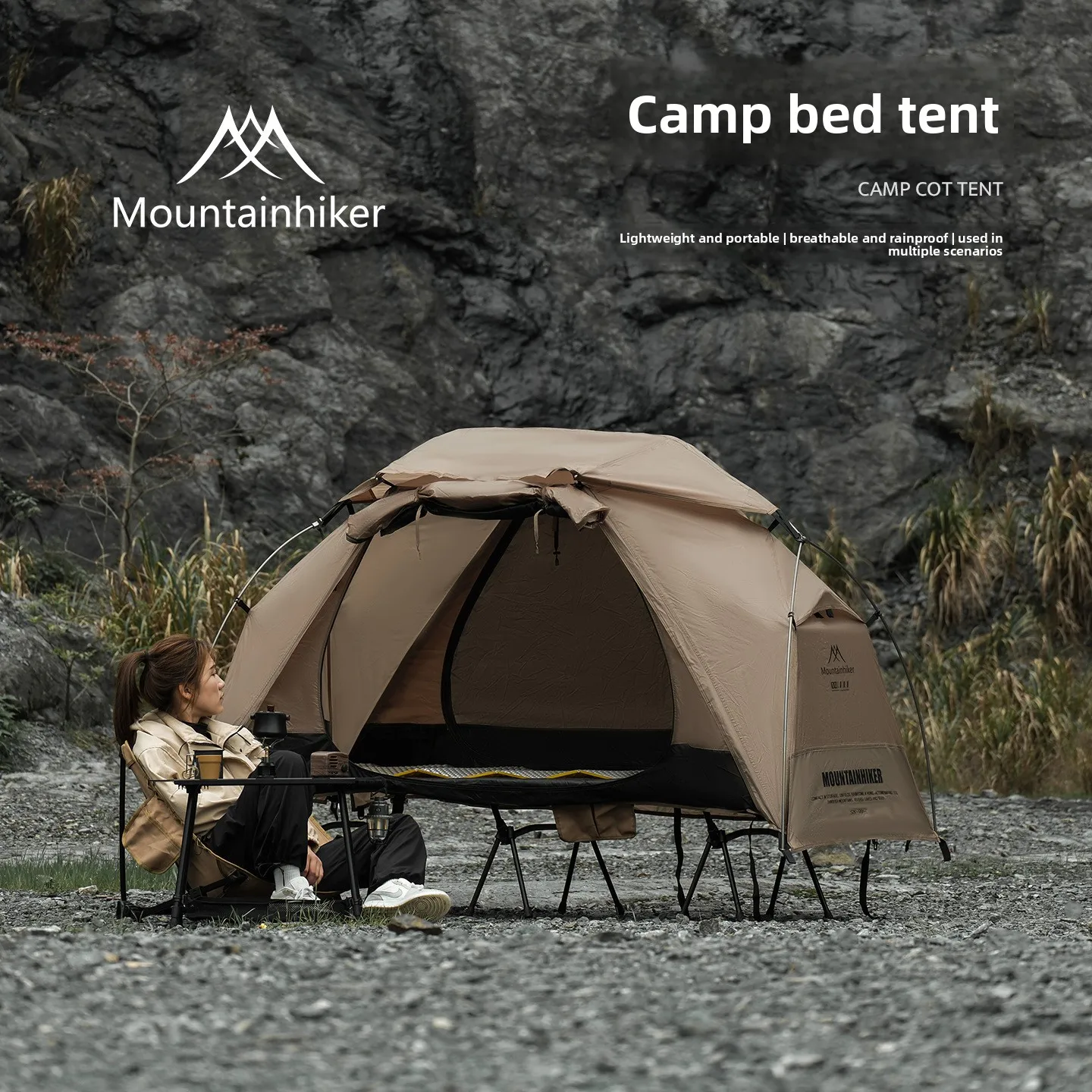MOUNTAINHIKER Single Person Camp Bed Tent Outdoor Waterproof Rainproof Multi-Purpose Leisure Camping Shelter for Hiking And Trav - 3