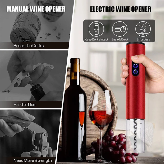 Abrebotellas de vino eléctrico con carga USB, sacacorchos