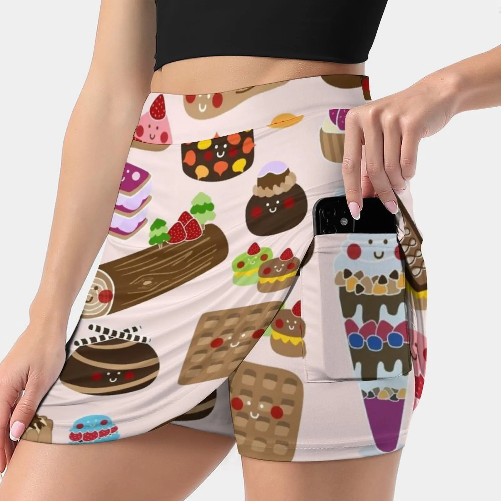 

Sweet Tooth Women's skirt With Hide Pocket Tennis Skirt Golf Skirts Badminton Skirts Running skirts Foodie Food Sweets Dessert