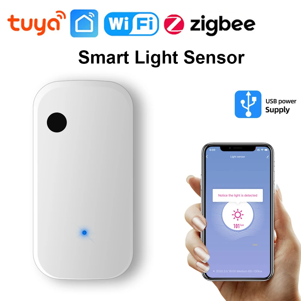 

Tuya ZigBee WiFi Light Sensor Smart Home Illumination Sensor APP Linkage Control Brightness Detector Illumination Automation