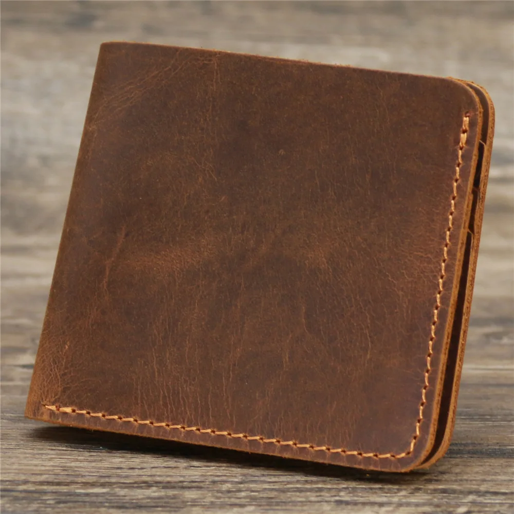 Handmade Genuine Leather Wallet Men Retro Short Man's wallet Durable Real Leather Wallet Handmade Breif Cartera Hombre 5