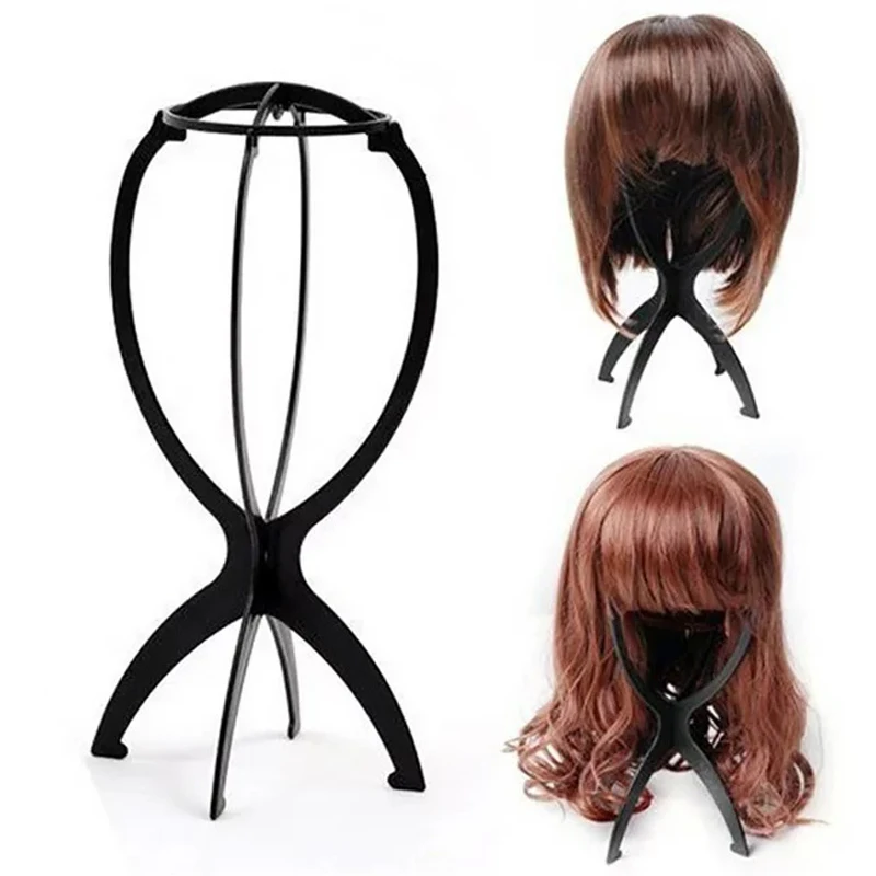 Wig Stand Holder 1 Piece Folding Plastic Adjustable Portable Barbershop Fashion Model Display for Wigs
