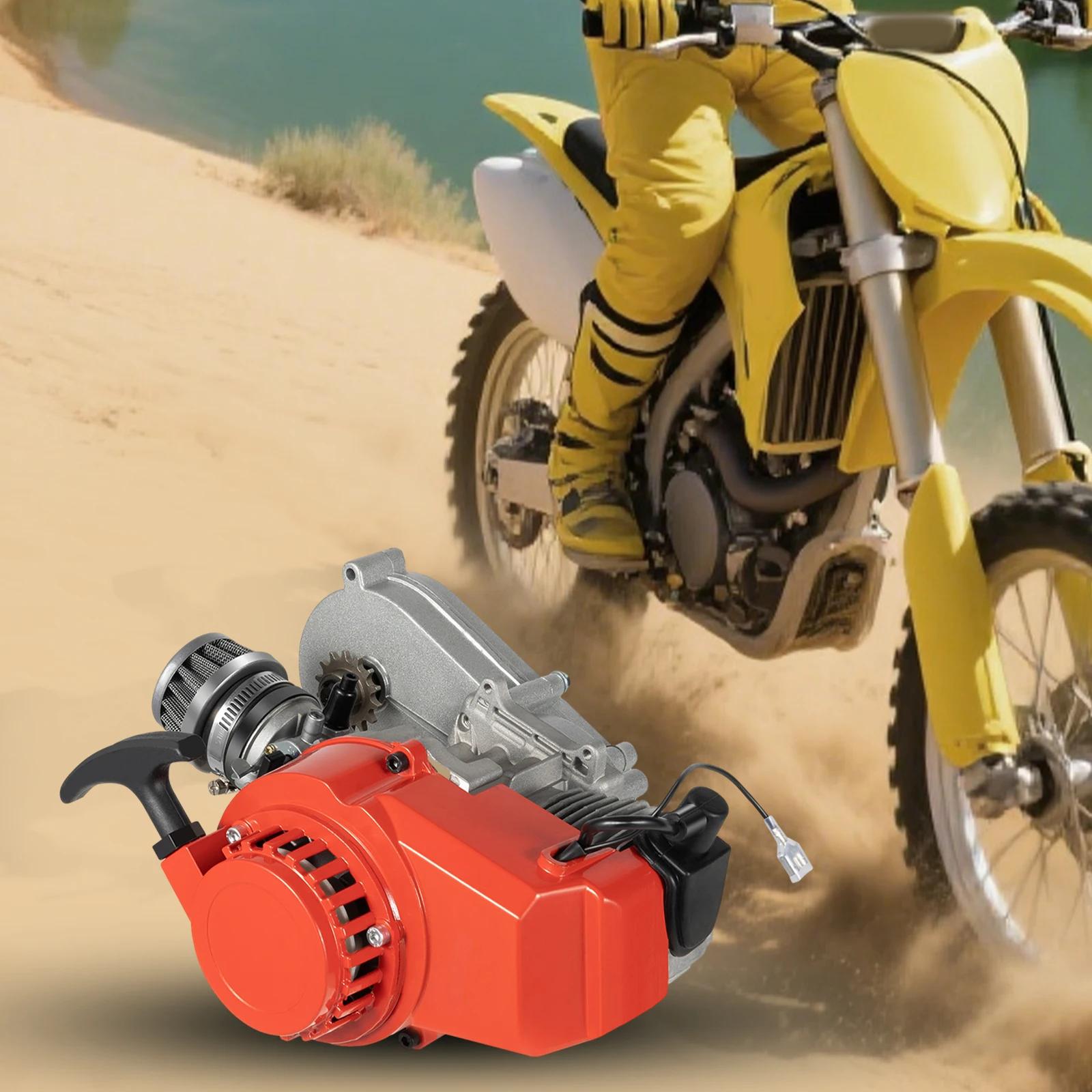 49CC 2 Stroke Engine Motor Air-cooling Pocket Bike Gasoline Engine Motor Single Cylinder for Mini Dirt Bike ATV Scooter