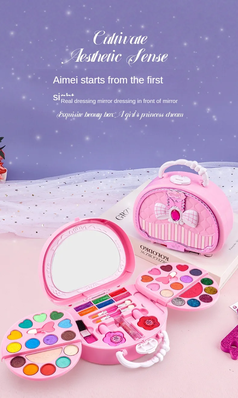 Kids Makeup Kit For Girl, Real Washable Non-Toxic Girls Makeup Kit