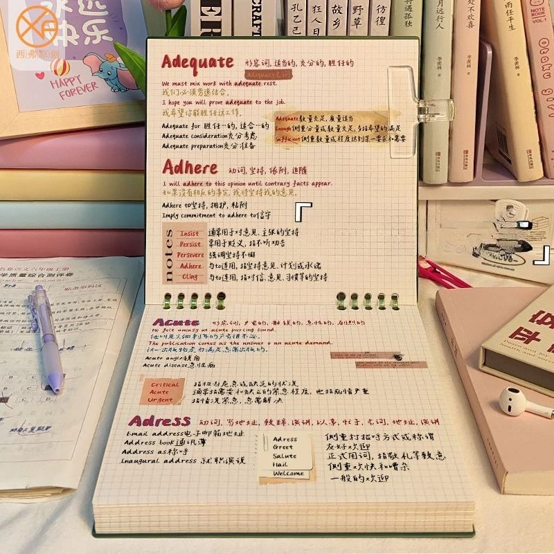 Leather Notebook Green Journal Notebook Flip Notepad Diary Word Book Grid Stationery B5 Notebooks Sketch Writing Pads Office&School Supplies