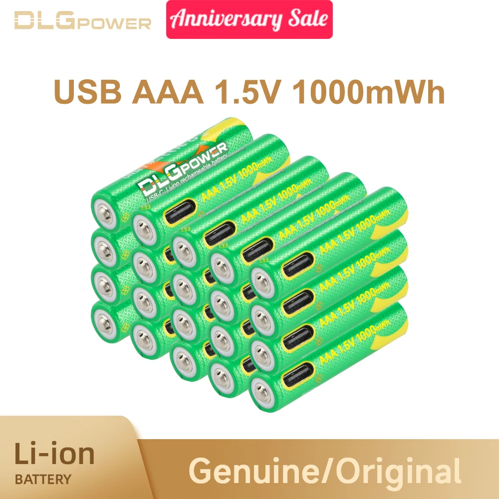 Dlgpower Usb 1.5V 1000Mwh Batteria Al Litio Aaa Batterie Al Litio Ricaricabili Aaa Per Giocattoli Elettrici Torcia Per Tastiera Mouse