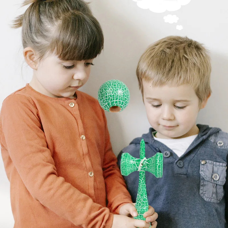 Crack Painted Kendama Toy Outdoor Fitness Balls Train Eye-hand Coordination for Children Adults Outdoor Fun Juggling Sports Ball