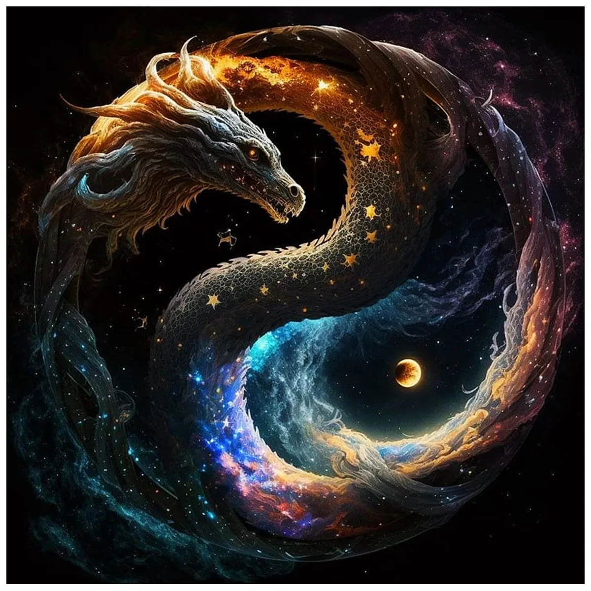

Sunature 5D Full AB Square Round Drills Dragon Diamond Painting Poured Glue Canvas