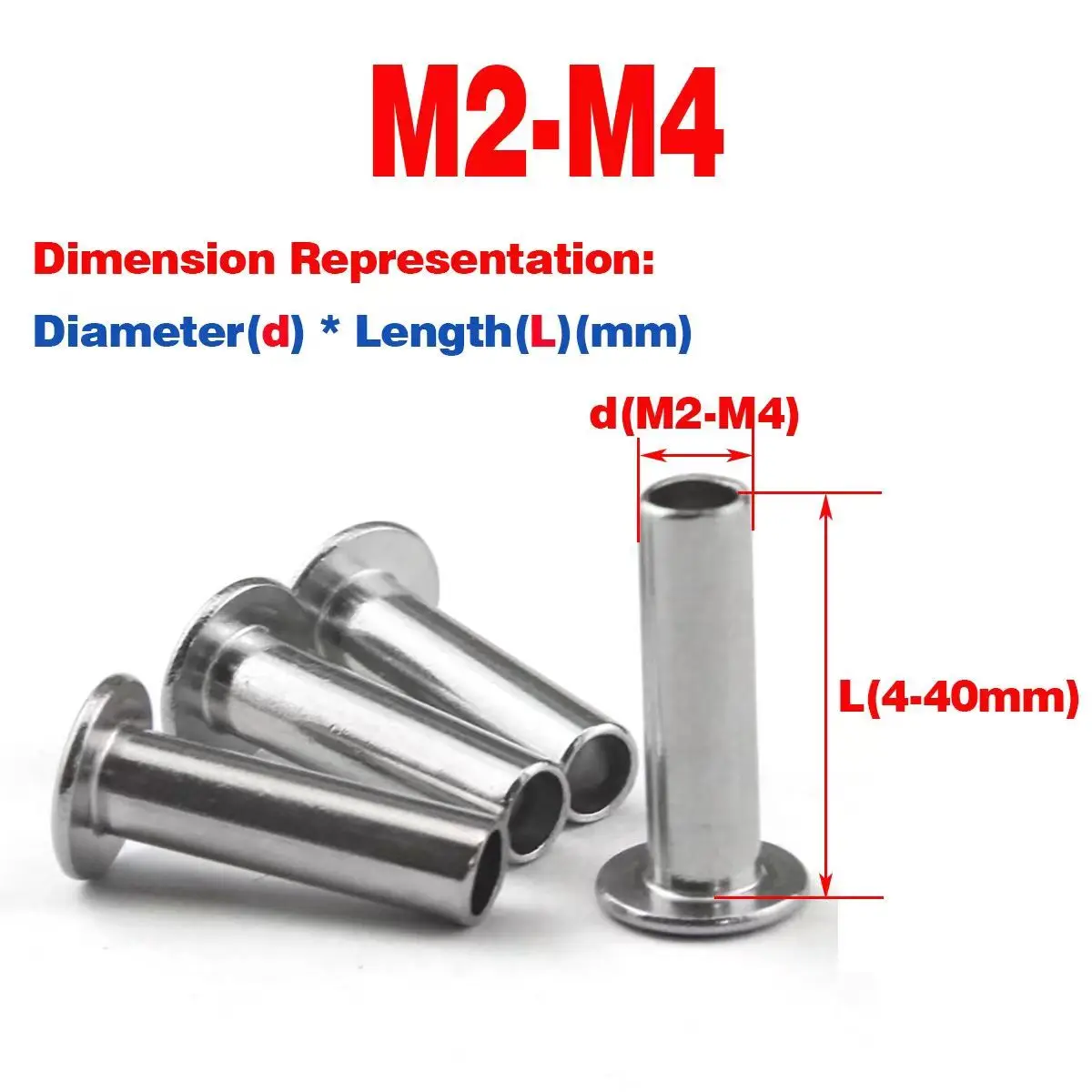 

304 Stainless Steel Flat Head Semi Hollow Rivet / Flat Round Head Semi Hollow Rivet M2M2.5M3M4