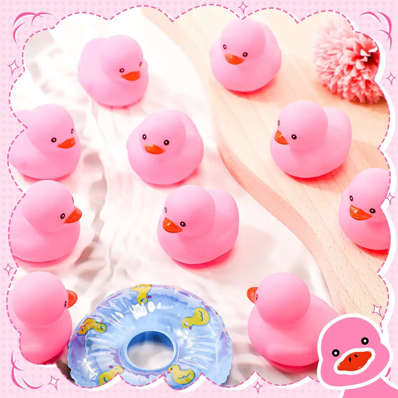 1-100pcs Mini Rubber Ducks 2.2 Inch Duck Toys Squeaky Rubber Ducks Cute Float Duckies for Little One Birthday Party 4