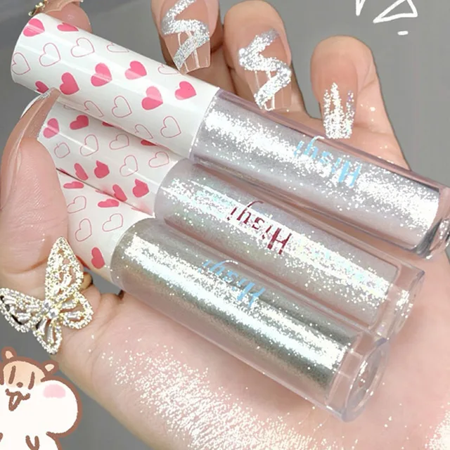 42122-7cde24.jpg 6 Colors Glitter Liquid Eyeshadow Waterproof Pearlescent Shiny Eye Shadow Highlighter Sequins Lying Silkworm Makeup Beauty Tool