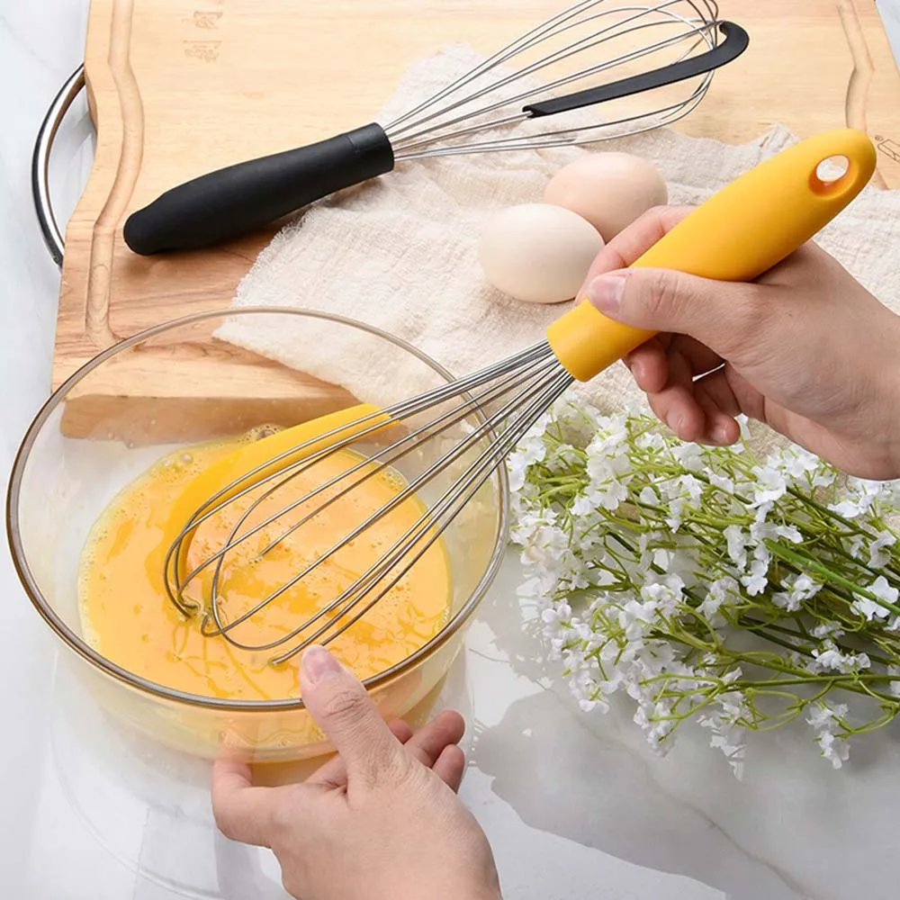 Kitchen Stainless Steel Wire Whisk Egg Beater, with Silicone Wrap