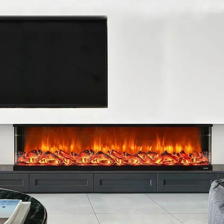 Electric Fireplace Ce Approval European Foyer 78 Inch 2000mm Super Large Wall 3 Sided Customization Decorative Home Improvement