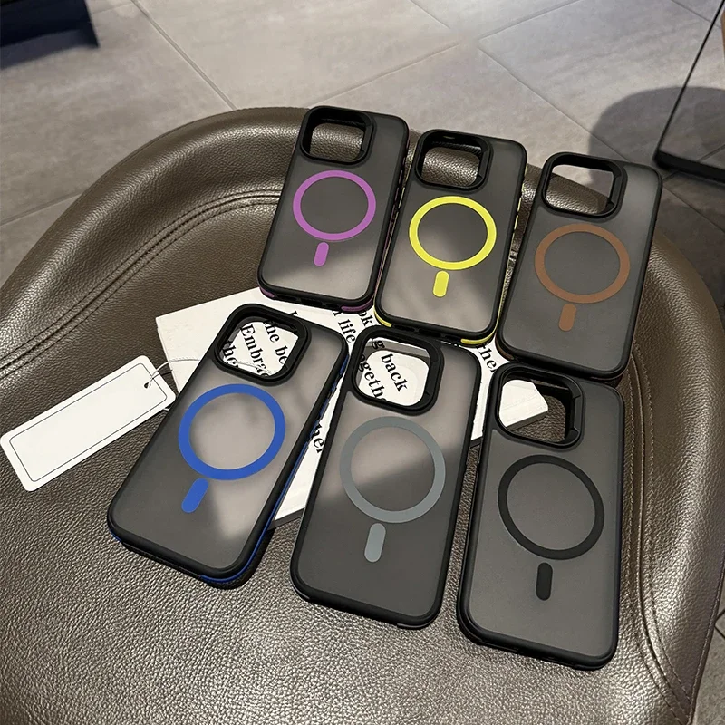 Magnetic Luxury Matte Translucent Shockproof Armor Case with MagSafe Compatibility