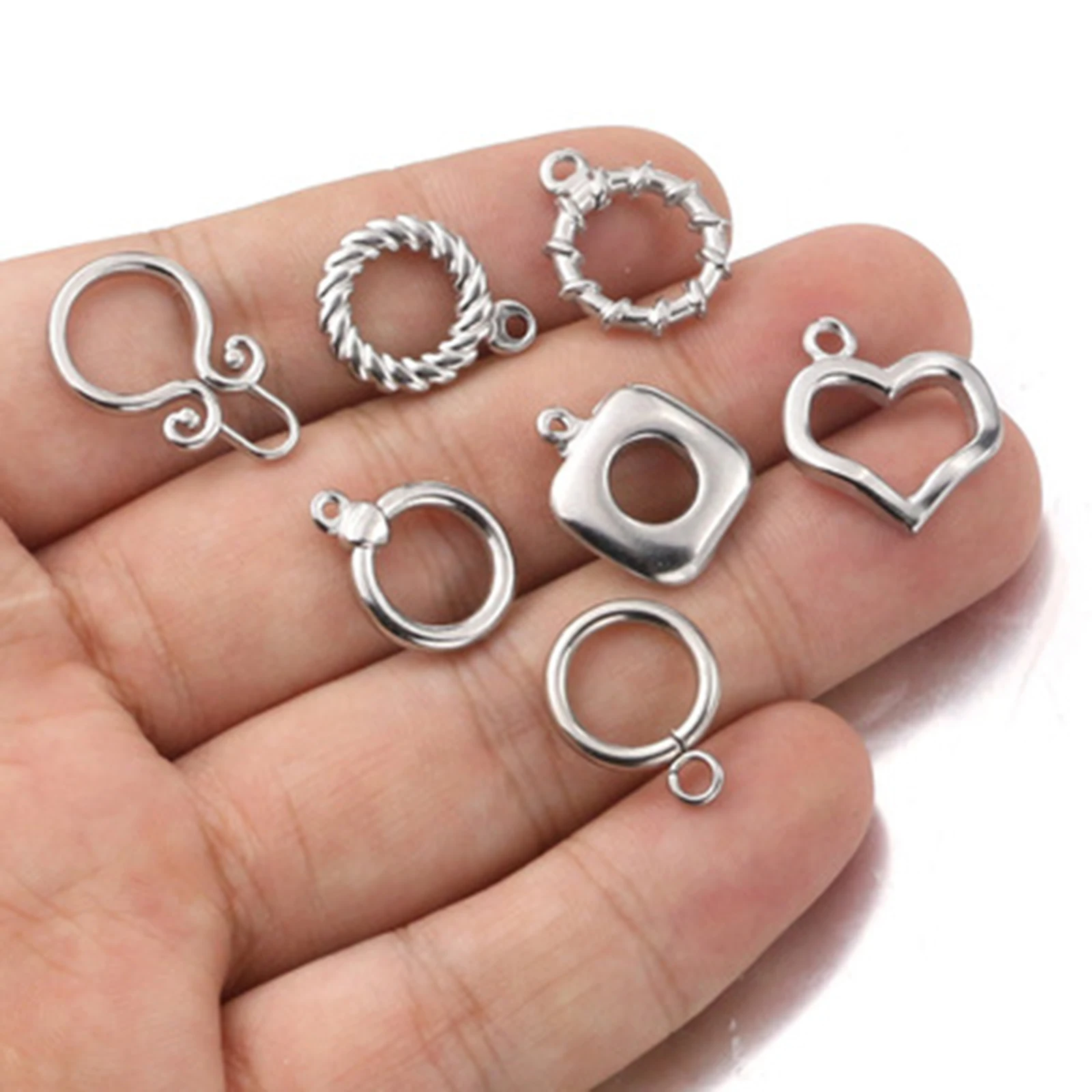 2 Sets Edelstahl Toggle OT Schließe Schnalle Verschluss Armband Stecker Für Schmuck Machen Runde Umklammert Haken DIY Zubehör