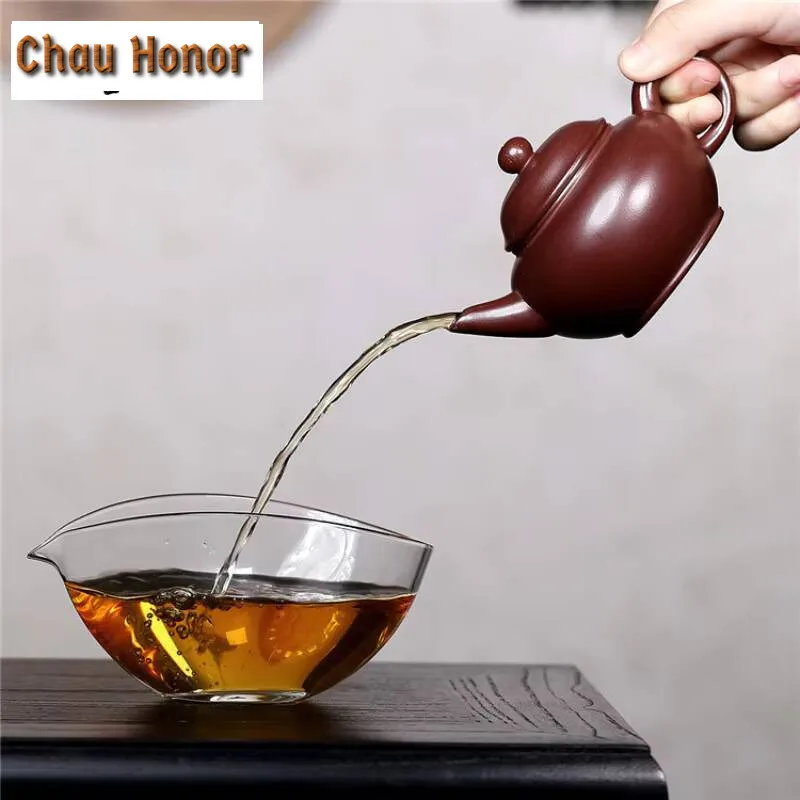 190ml Ancient Yixing Purple Clay Teapot Handmade Level Pot Raw Ore Dragon's Blood Sand Kettle With Strainer Chinese Zisha Teaset