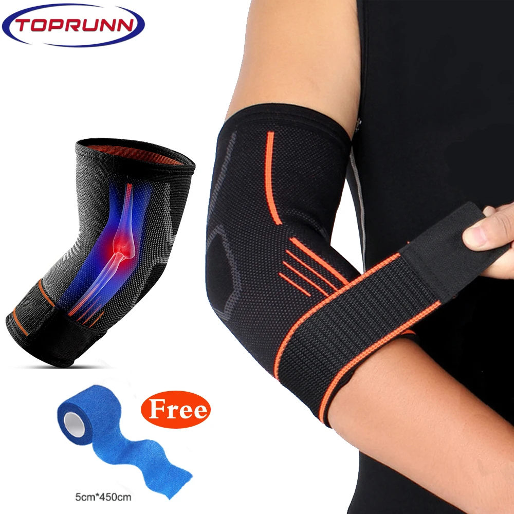 

1Pair Elbow Brace Compression Support Sleeve for Tendonitis,Tennis Elbow brace,Golf Elbow With Adjustable Strap & Bonus Tape