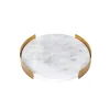 Modern Minimalist Natural Marble Metal Frame Circular Stone Tray Creative Home Tabletop Sink Bathroom Storage Tray 5