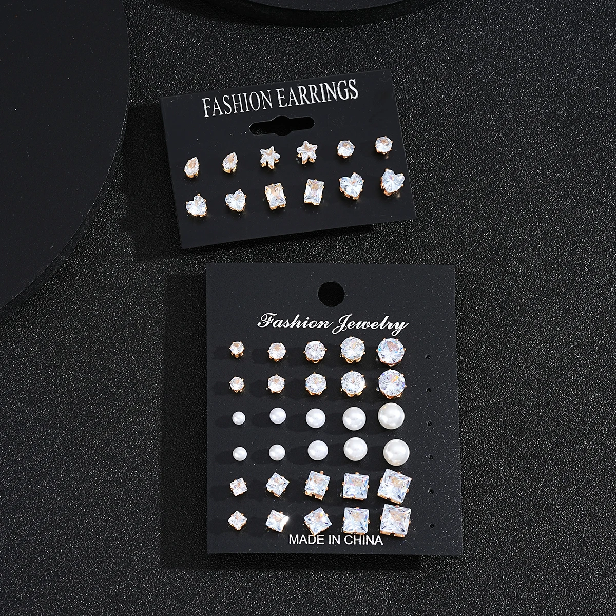 21 Pcs White Shiny Wedding Earrings Set For Women Men Fashion Vintage Crystal Star Heart Design Studs Trendy Jewelry Gifts 2024