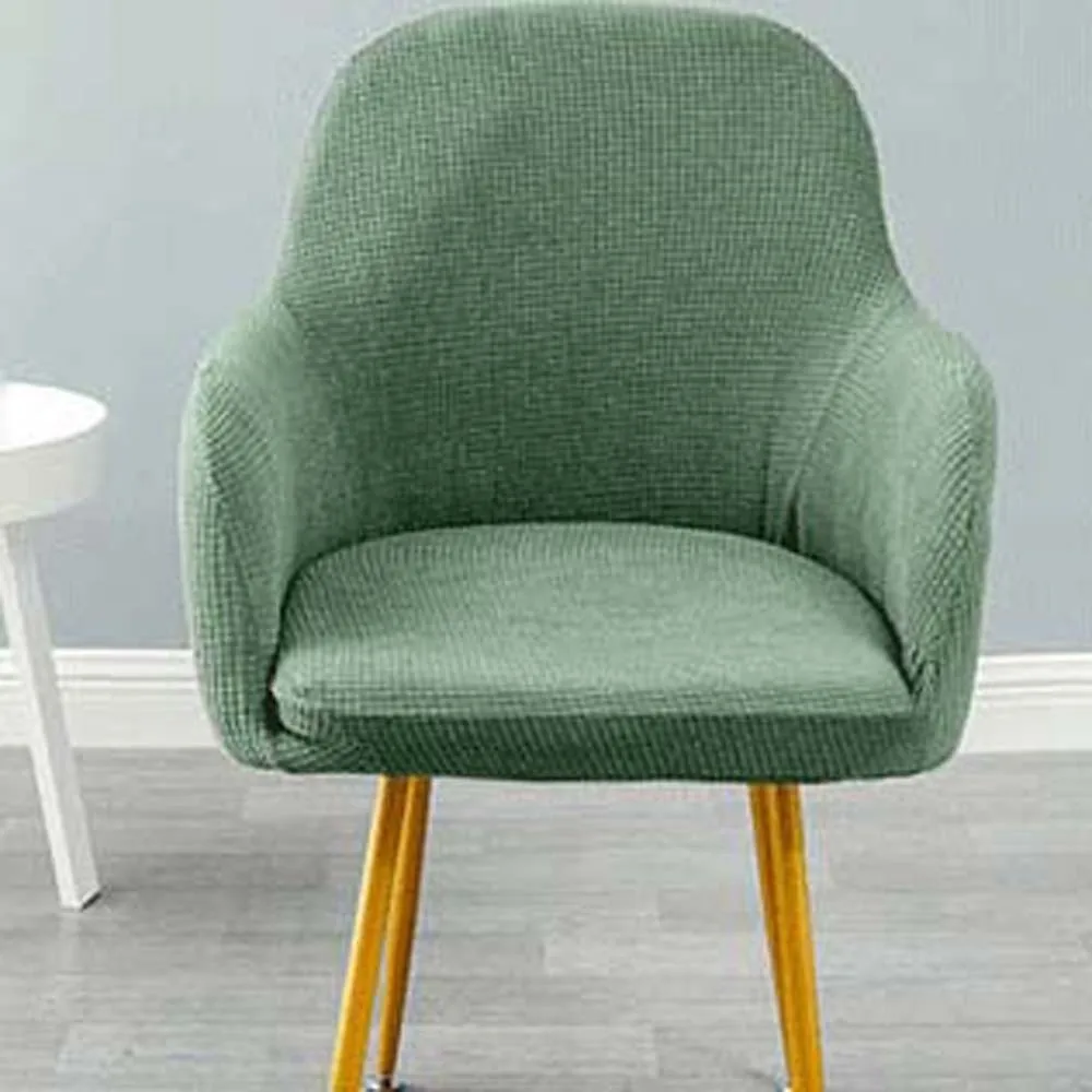 Elastic Curved Chair Cover All-wrap Plaid Solid Color Seat Protection Dust Proof Anti-dirty Wear for Chairs Friends Party