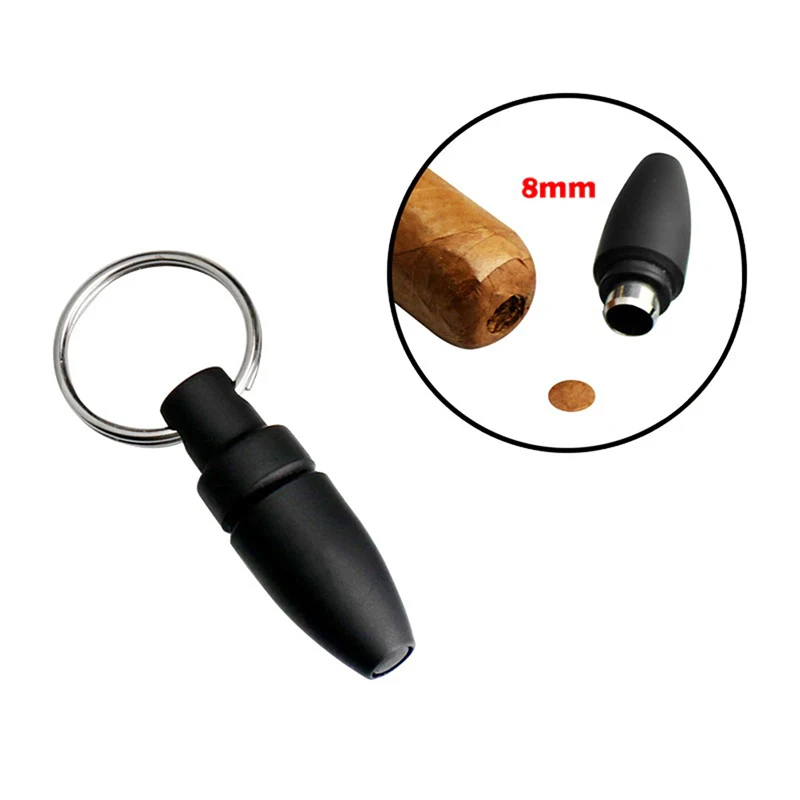 With Key Ring Clip Rubber Portable Cigar Puncher Accessories Blade Cigar Cutter Drill Hole Pocket knife