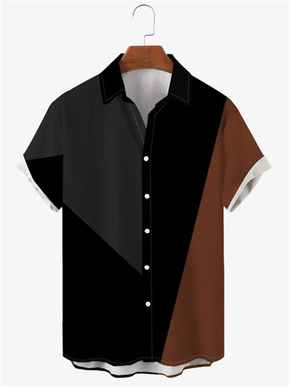 

2023 Horizontal and vertical striped plaid men's summer Hawaiian short sleeve shirt 3D printed beach casual short sleeve S-5XL