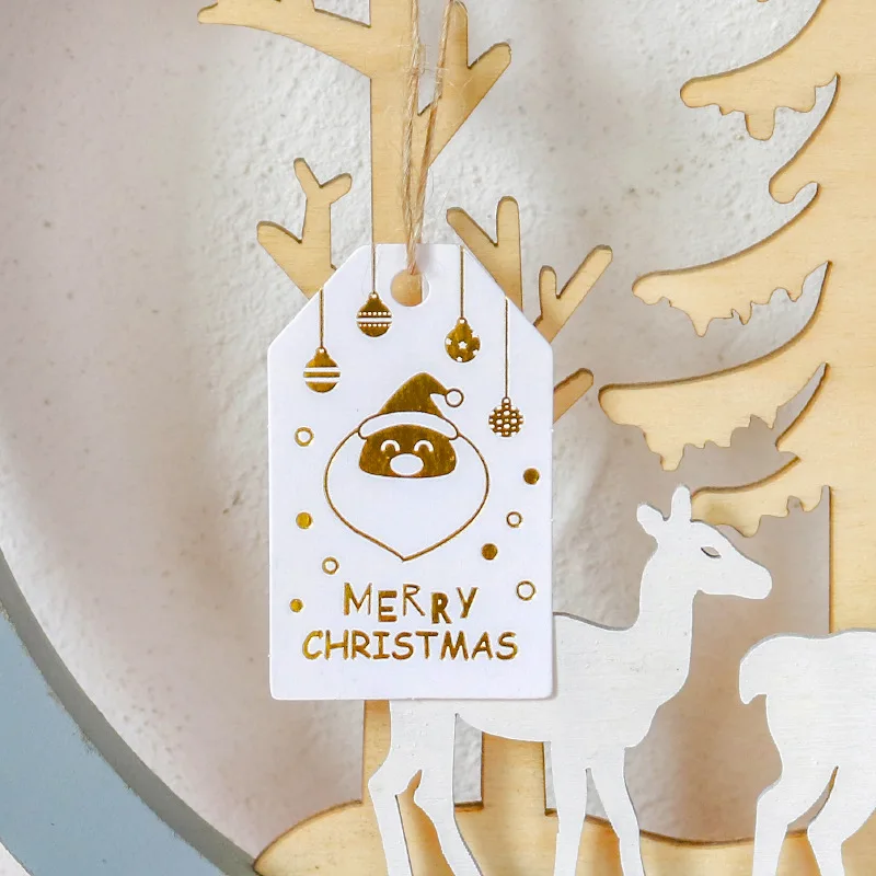 Coffret de décoration,Étiquettes de joyeux noël en papier imprimées,50 ...