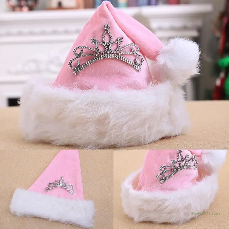 QX2E New Year Santa Hat Plush Thicken Adult Xmas Christmas Festival Gift