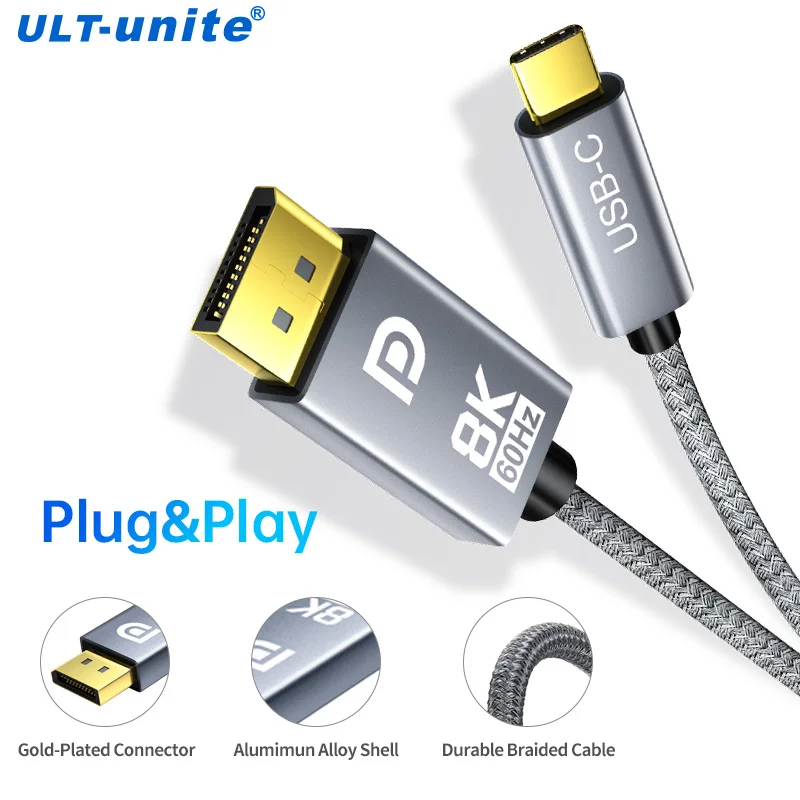 ULT-USB DisplayPort ̺ 8K60Hz  C DP 1.4 ̺ Thunderbolt 3 4 4K144Hz MacBook Pro Ｚ S21 ȭ