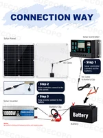 Kit complet d'énergie solaire 10000 W |   Panneau 300W + contrôleur 100A + onduleur 10000W 12V à 110V/220V, sauvegarde d'urgence pour maison, camping-car 5
