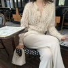 Gentle Autumn New Knitted Cardigan Women's Sweater Sweet Pearl Button Hollow Out Jacket Top 16179