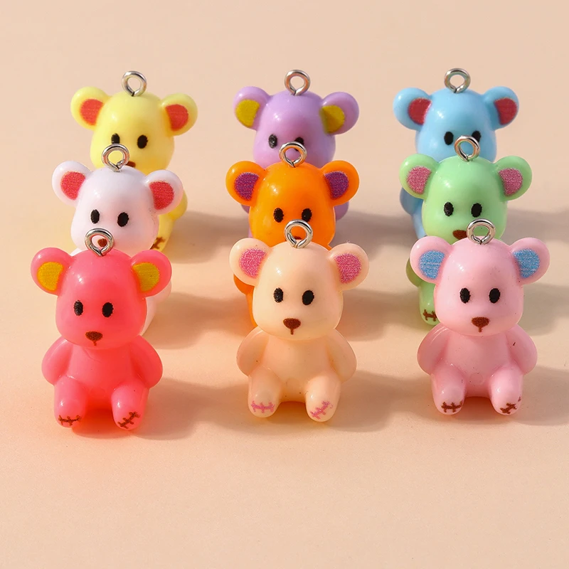 Citroen 10Pcs New Cute Resin Candy Color Bears Charms Ciondolo Per Gioielli Fai Da Te Orecchino Braccialetto Che Fa Accessori