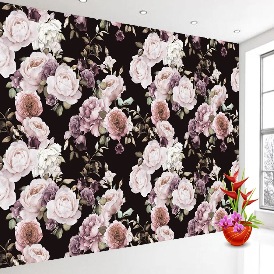 

Custom Peel and Stick Wallpapers Accept for Living Room Bedroom Walls Panel Contact Papers Home Decor Peony Blossom Girls Mural