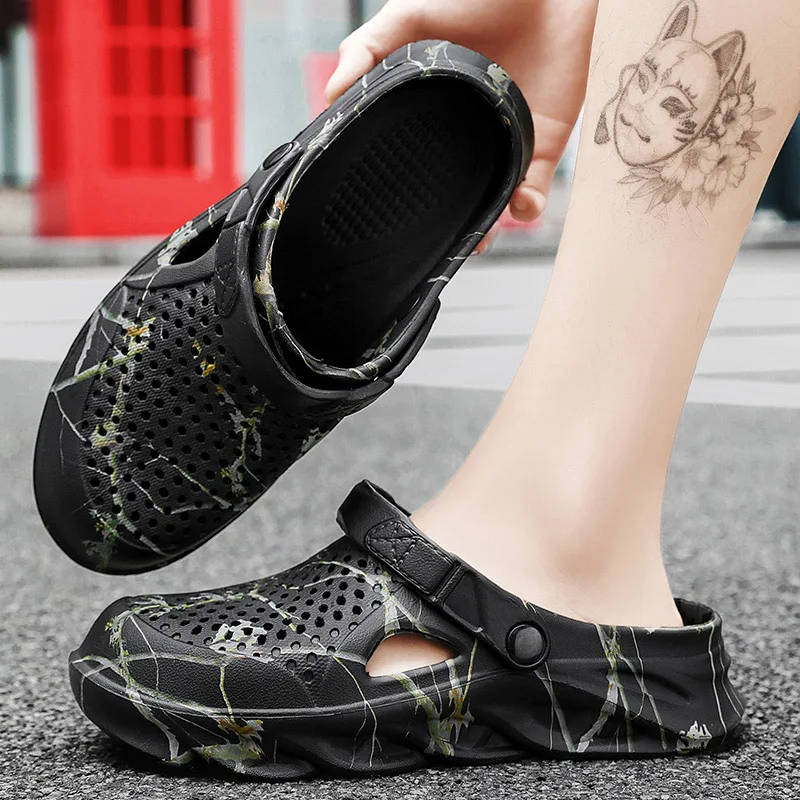 Men Summer Slippers thick Sole Mens clogs Sandals Hollow Breathable Flip Flops sandals Shoes Fashion Beach Slippers - Image 6
