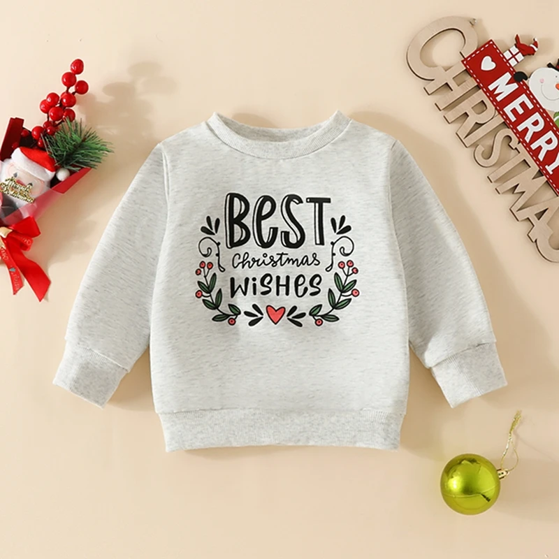 

BeQeuewll Toddler Girls Boys Sweatshirts Baby Clothes Letter Print Long Sleeve Infant Pullovers Fall Tops For 0-3 Years