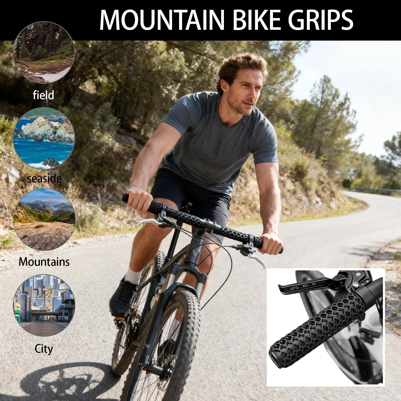 Handlebar Grips 2-Piece Road Bike Hand Grips Replacement Comfortable Replacement Cover Cycling Gear For Biking Riding Touring