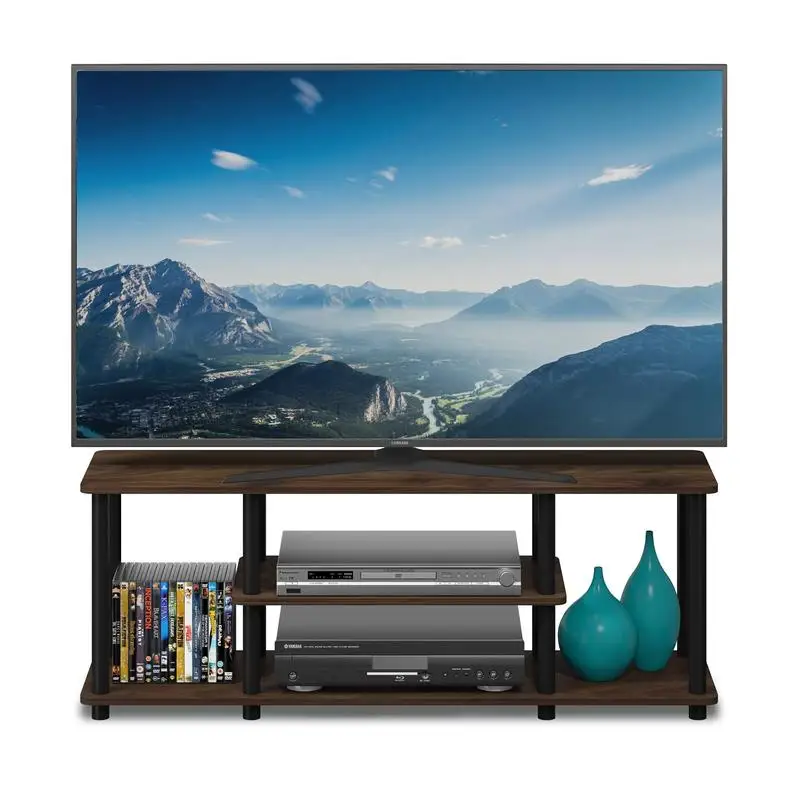 

Furinnbe No Tools 3D 3-Tier Entertainment TV Stands, Columbia Walnut/Black