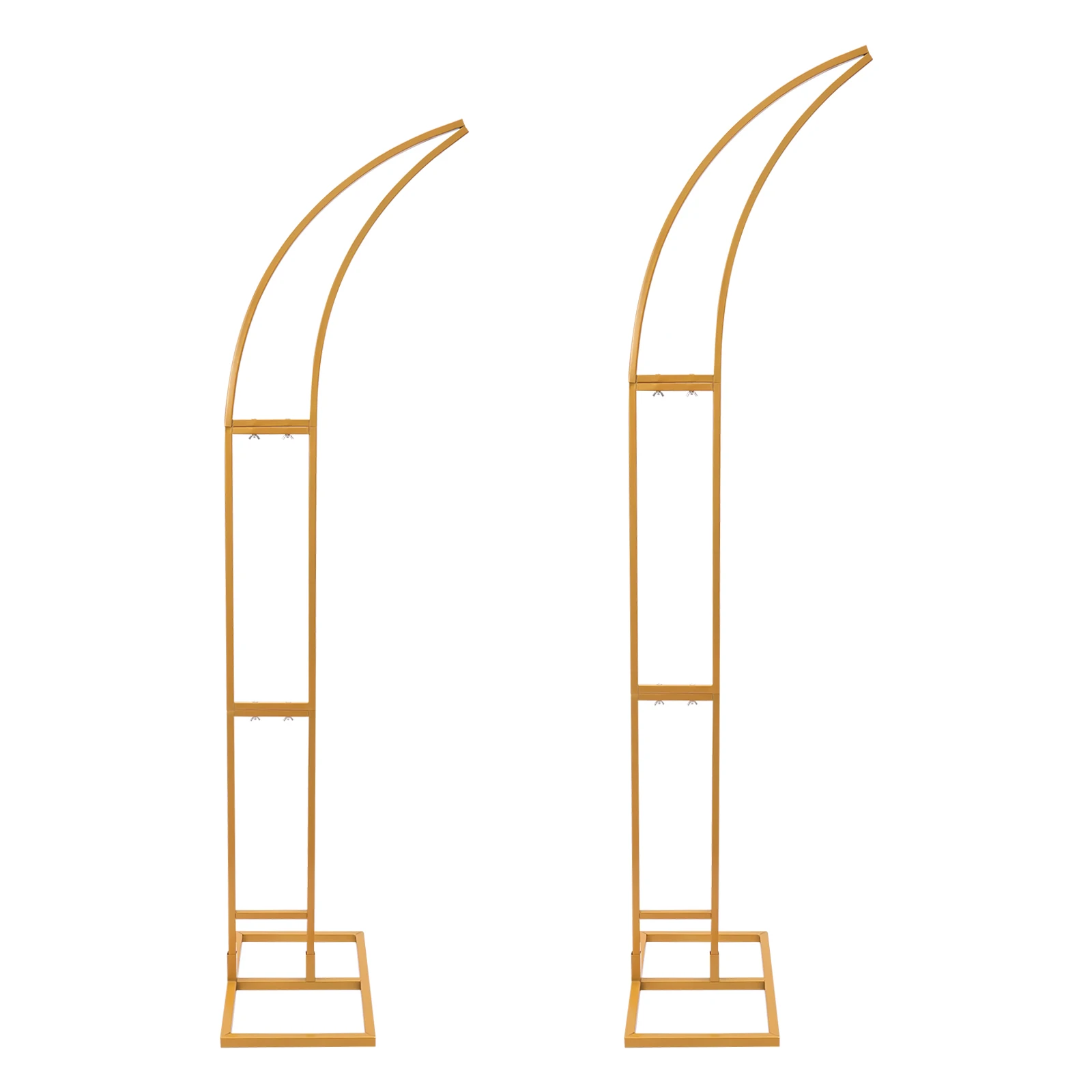 2PCS Wedding Arched Bracket Arch Backdrop Stand Curved Wedding Stands for Ceremony and Party Gold/White 2.1M 1.9M