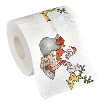 크리스마스 화장실 티슈 홈 산타 클로스 프린트 화장실 롤 종이, 크리스마스 용품, 크리스마스 장식 티슈 롤, 10x10cm, 1 개