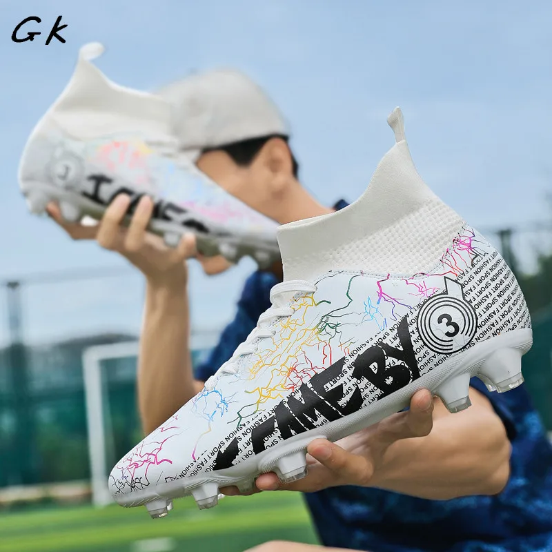 Men Cleats Soccer Shoes Fashion High-Top Centipedes Football Boots  Long/Short Studs TF/FG Comfort Athletic Training Sneakers