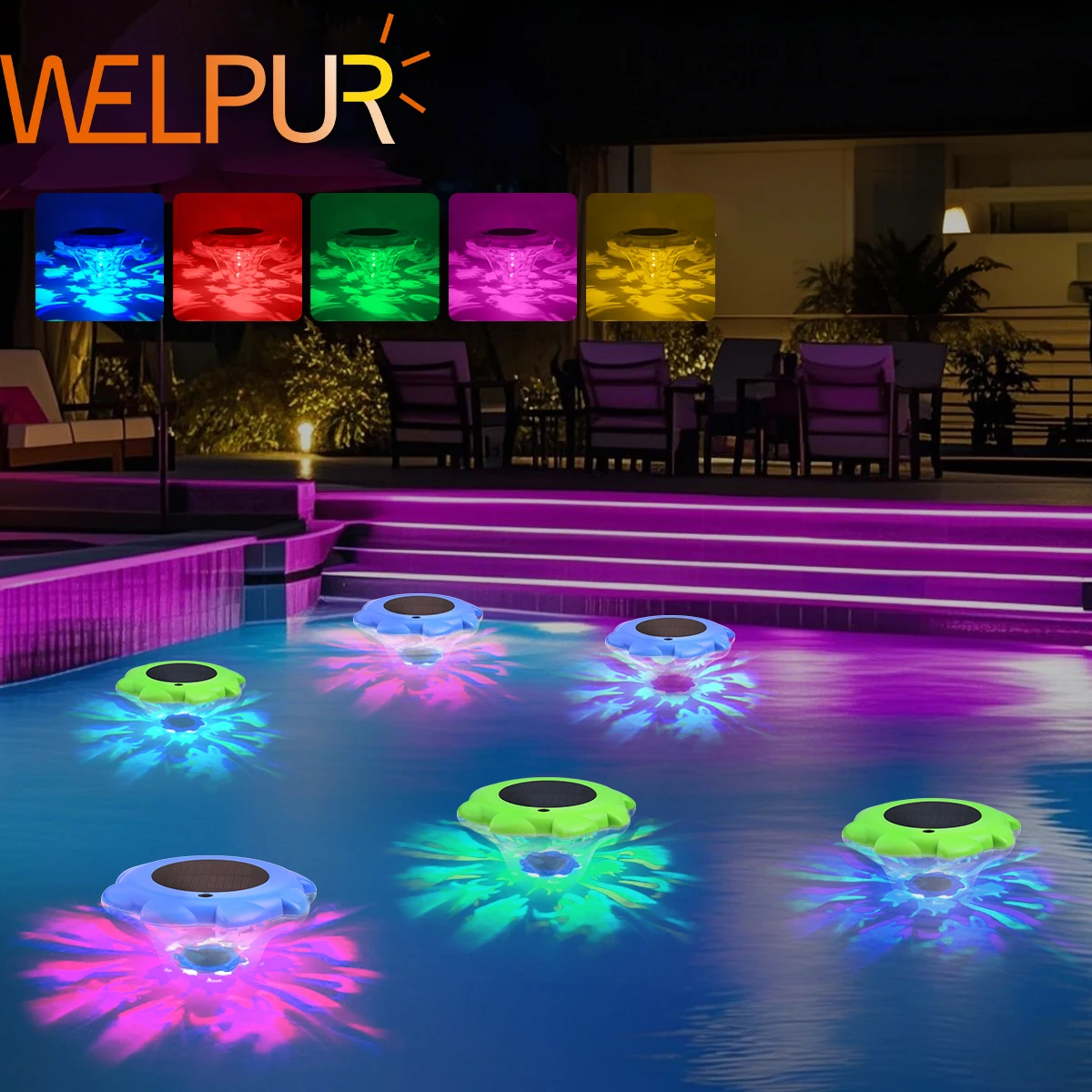 Solar Powered Floating Pool Lights Color Changing LED Lamps for Swimming Pool Pond Garden Party Outdoor Decor