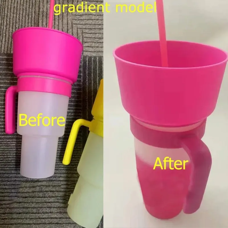 Creative Straw Cup 2 in 1 Snack Drink Cup Fried Chicken Popcorn Cola Storage Cups with Handle Snack Portable Water Bottles