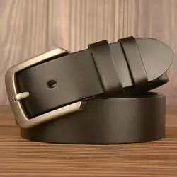New High-quality First Layer Cowhide Men's Belt Casual Pin Buckle Shiny Belt Real Cowhide Men's Jeans Belt
