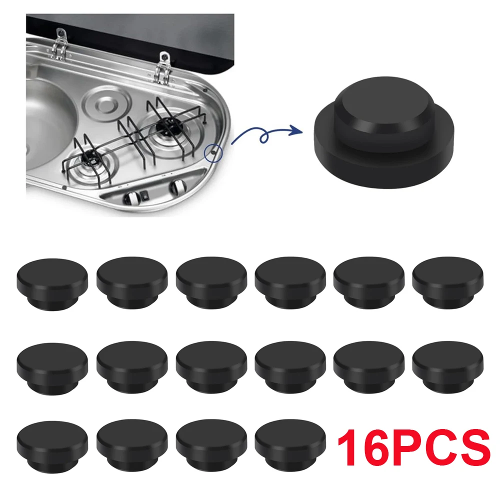 RV Stove Grommet Plug Adapter 16PCS Rubber Plugs Protective Rubber Plugs Set RV Kitchenware Gas Stoves Holder Cover Caps For Dometic Smev Thetford