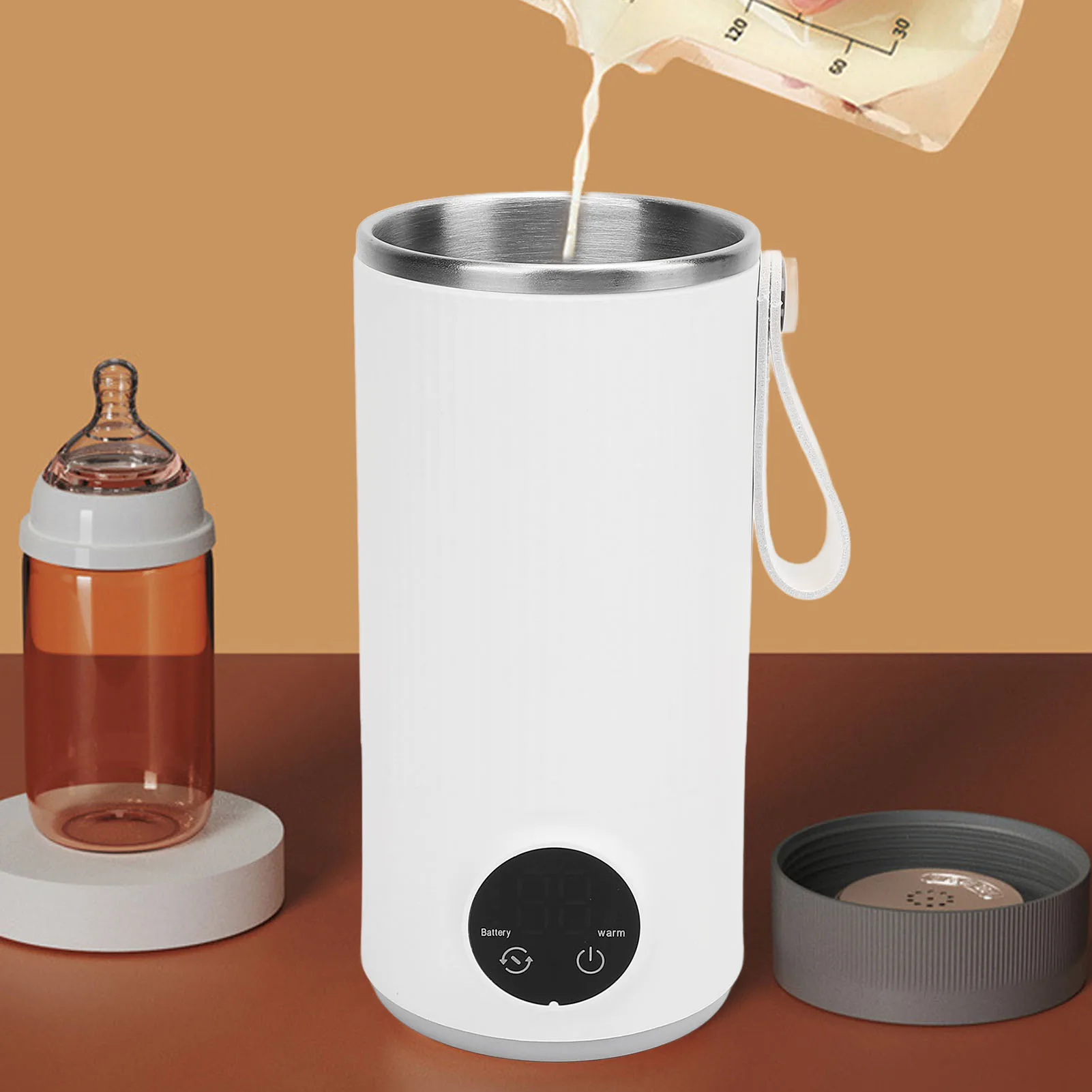 Travel Electric Kettle Cordless Fast Heating 400ML Portable Hot Water Boiler Stainless Steel 6000mah Rechargeable for Outdoor 4
