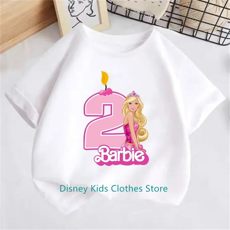 New Barbie Children Birthday Number 1-14 T Shirt Kid Kawaii Boy Girl Casual Clothes Anime Cartoons Kids T-shirts Tops Tee 2