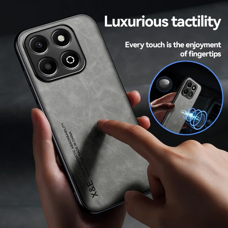 Luxury Leather Magnetic Holder Shockproof Case with TPU Protection