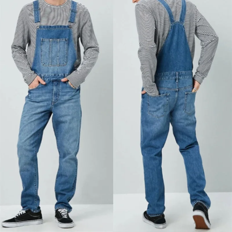 Men's Jeans Suspenders New High Street Denim Jumpsuit Spring and Autumn Full Length Overalls Male Bibs Cargo Pants