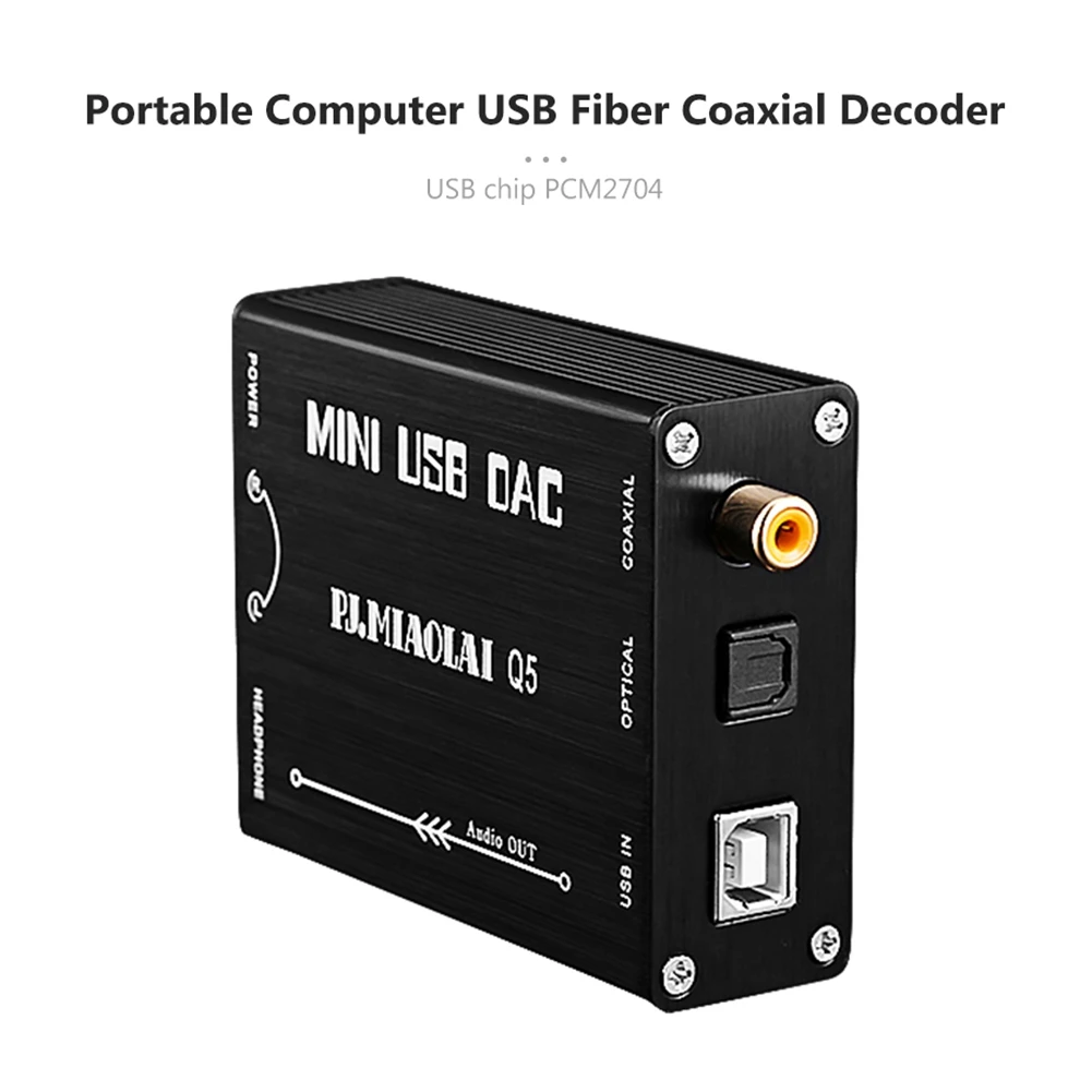 Q5 HIFI PCM2704 OTG 오디오 디코더 컴퓨터 외장 USB 사운드 카드, RCA 오디오, 광섬유, 동축 디지털 신호 출력