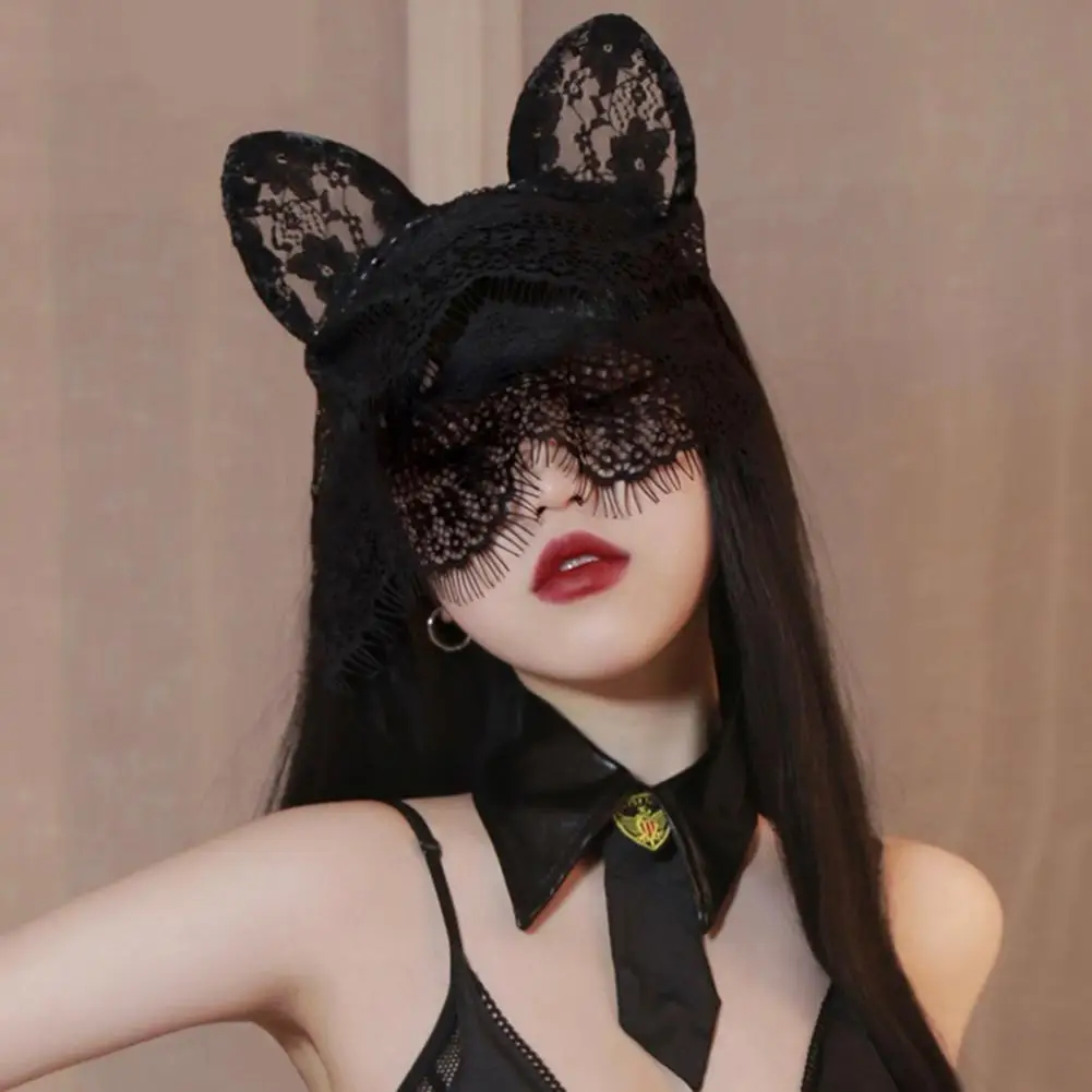 

Anime Lace Hair Hoop Cat Ear Headband Princess Cosplay Sexy Costume Women Prom Props Nightclub Queen Eye Mask Exotic Lingerie